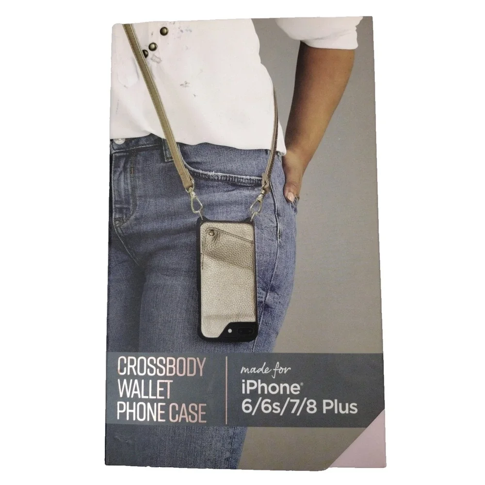 IPhone. Crossbody Wallet Phone Case For iPhone 6/6s/7/8  PLUS Hands Free Gold